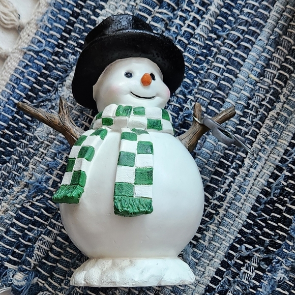 SALE! Festive Snowman Figurine with Green Scarf - Picture 2 of 4